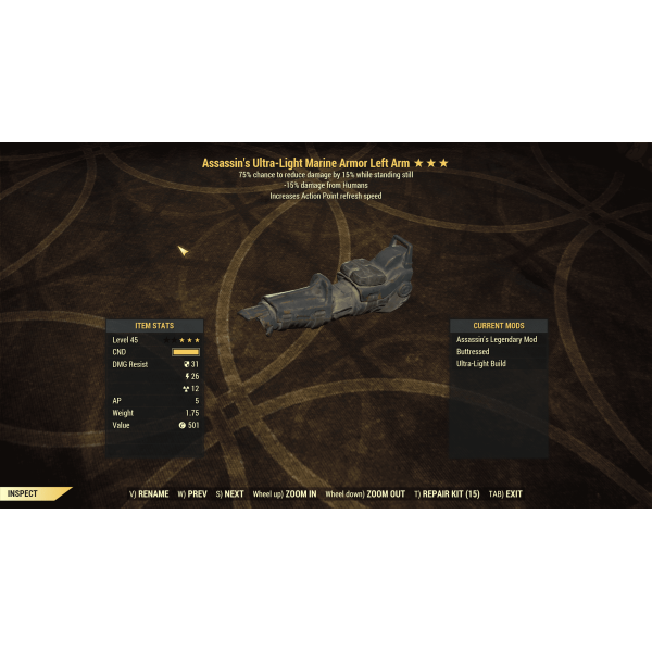 Buy [Armor set] Assasin's Sentinel Marine Armor (AP Refresh) Fallout 76